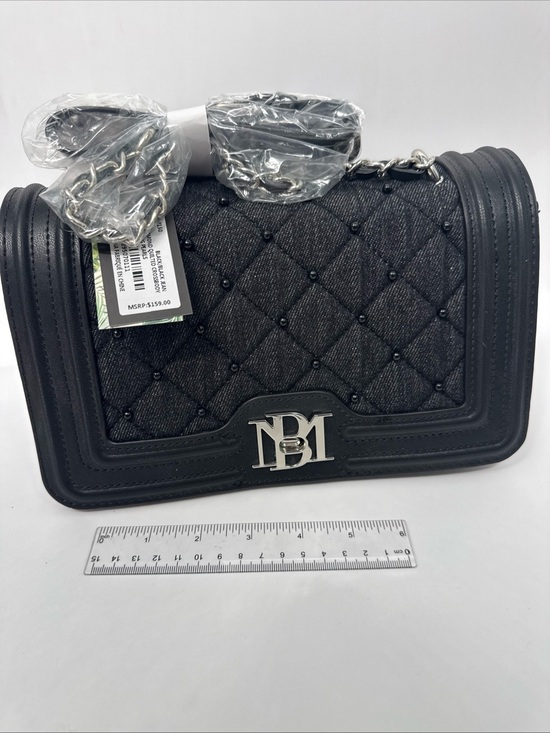 Badgley Mischka Handbags - Badgley Mischka Black Quilted black diamond denim Crossbody Bag Silver Hardware
